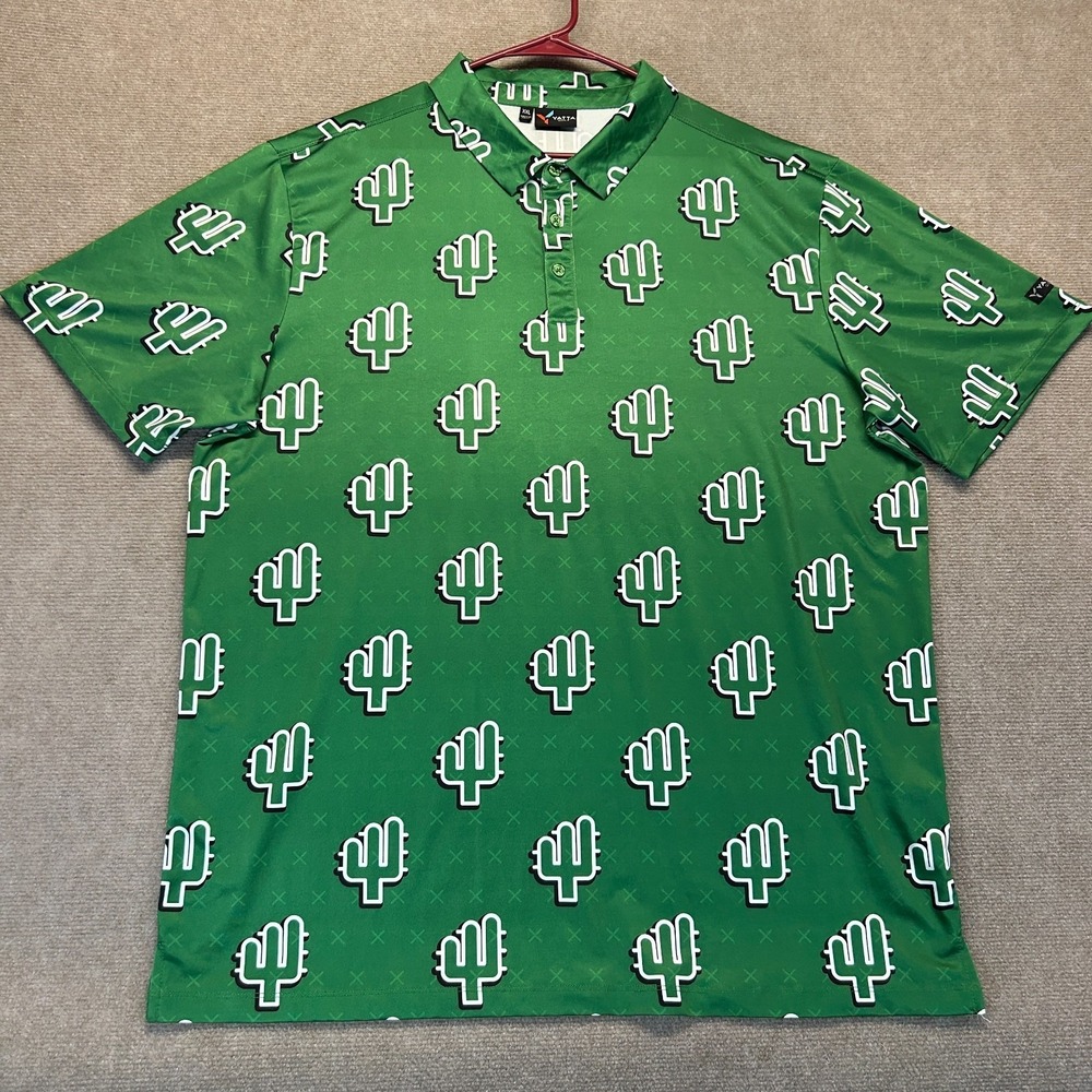 Yatta Golf The People's Polo Shirt Men's 2XL Green Cactus AOP Limited Edition